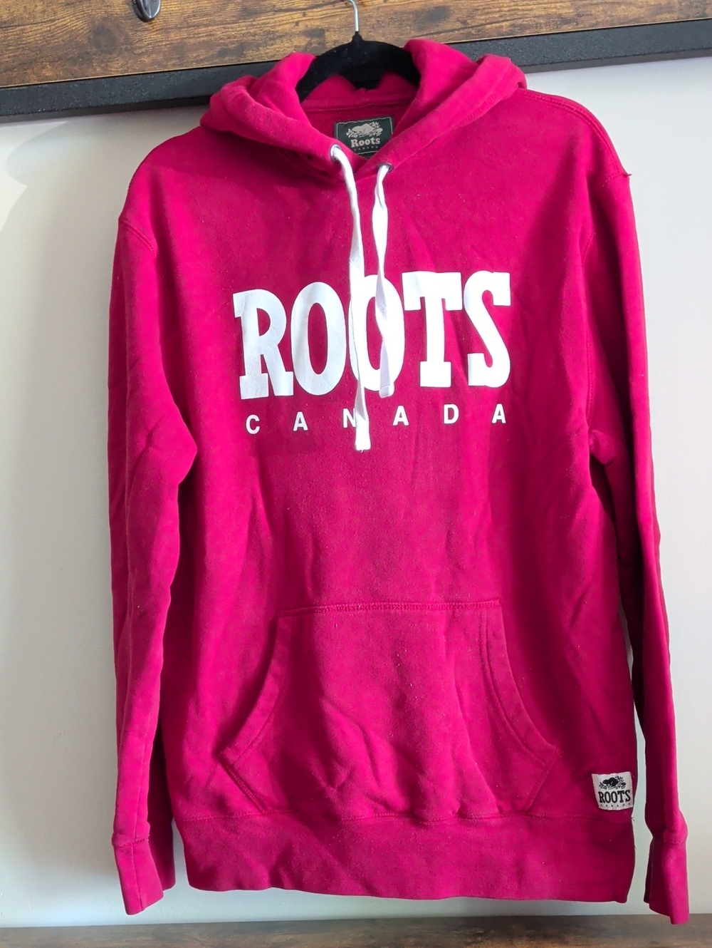 Roots Deep Red Men's Hoodie with White Logo